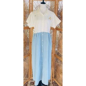 Vintage Disney Store Embroidered Winnie the Pooh Lightweight Denim Dress XL